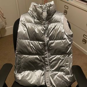 Super poofy, soft metallic vest